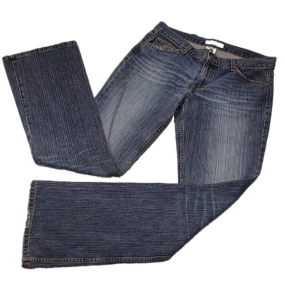 A/X Armani Exchange J24 Blue Whiskering Medium Wash Low Rise Boot Cut De… - Picture 1 of 13
